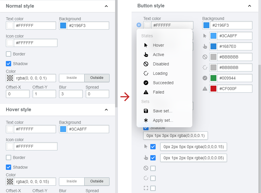 Widget states